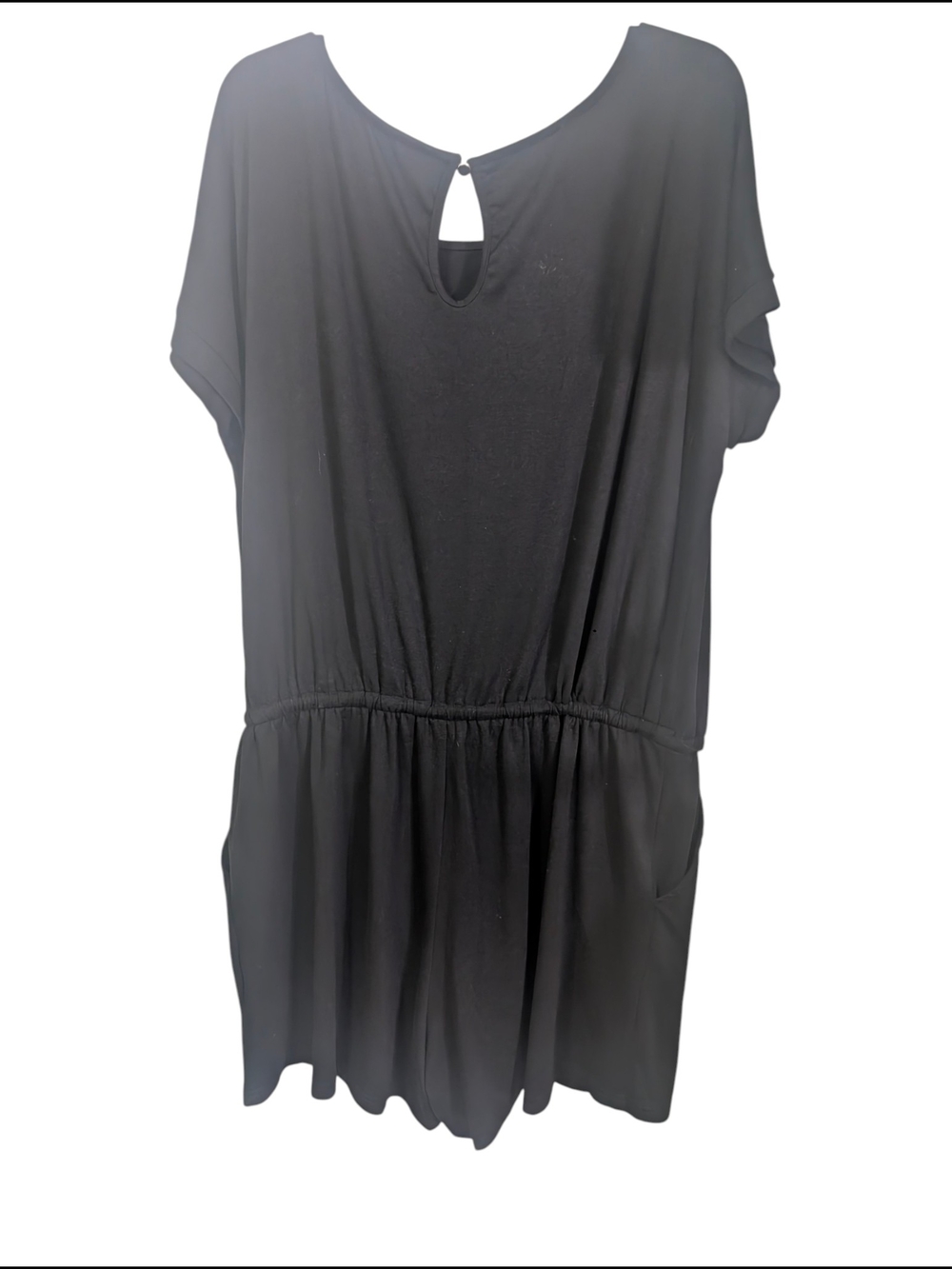Black Women's Short Sleeve Elastic Waist Romper